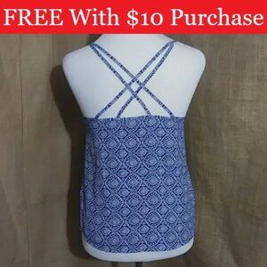 Blue Hollister Print Tank Strappy Racer Back XS Size Extra Small RED BANNER